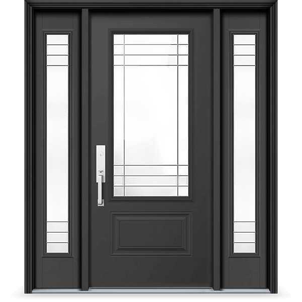 A fibreglass door coloured black